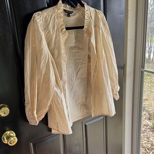 Banana Republic Cream Ruffle Blazer